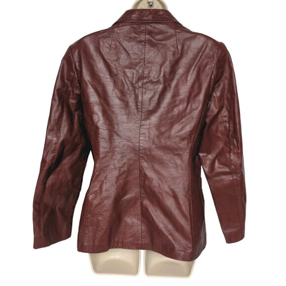 Vintage Women's Leather Jacket Burgundy Red Size 14 - Picture 2 of 4